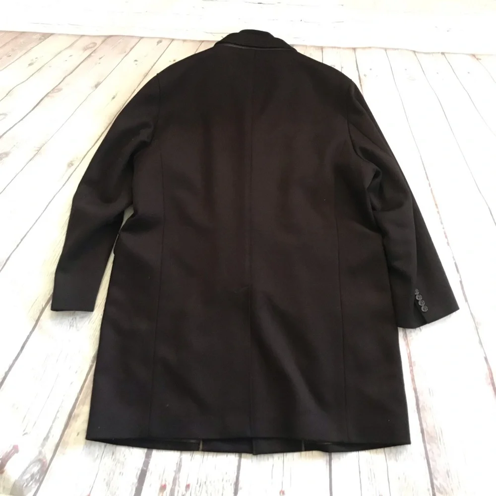 Cole Haan Wool blend Brown Double Closure Zip & Button Peacoat Sz XXL